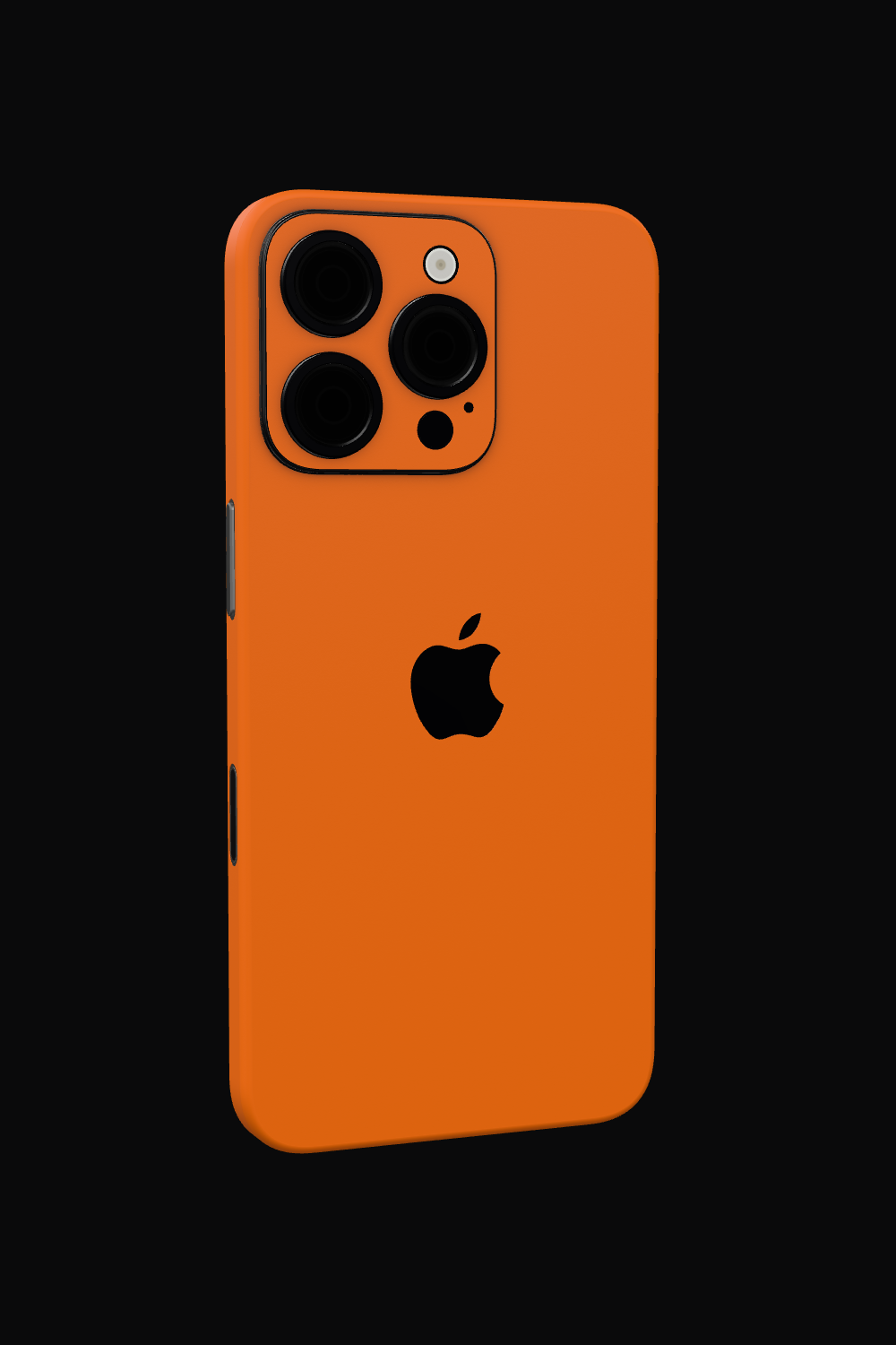 Skin iPhone - Cosmic Orange pe iPhone 16 Pro, model 3D: rotește telefonul cu skinul aplicat